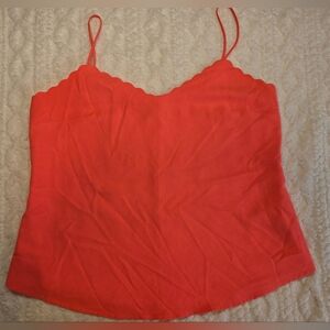 J.Crew Neon Coral Scallop Trim Cami Tank Size 10